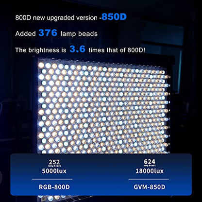 GVM RGB Video Lighting, 360° Full Color Led Video Light with APP Control, 3 Packs 850D Photography Lighting Kit CRI 97, YouTube, Aluminum Alloy Shell - size: 3 packs