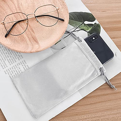 6pcs Eyeglasses Sunglasses Microfiber Pouch Bag, Cell Phone Storage Pouch 7.1" x 3.5" - color: Gray