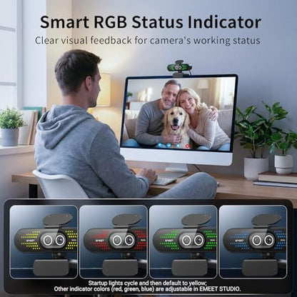 EMEET NOVA 4K Dual-Camera 4K Webcam for PC, Wide-Angle and Telephoto Cameras, Max 11X Hybrid Zoom, PDAF Focus, Remote Control, RGB Lights, Webcam with Microphone for Business or Personal Online Calls - style: 4K Dual-Camera Remote