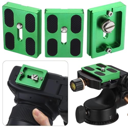 Frienda 2 Pieces Metal Quick Release Plate with 1/4''-20 Camera Screw Tripod Mount Plate Fits Standard for DSLR Camera Tripod Ball Head (Green,Pu50) - color: Green, style: PU50