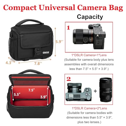 Camera Carrying Bag, Anti-Shock Camera Case Bag with Water-resistant Rain Cover Compatible for Canon EOS R50 M50 Powershot SX540 SX70, Nikon Coolpix L340 B700 P610, Panasonic LUMIX, Sony a6100 a6400 - color: Black, size: Small