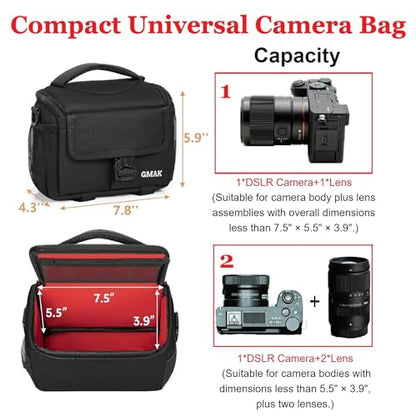 Camera Carrying Bag, Anti-Shock Camera Case Bag with Water-resistant Rain Cover Compatible for Canon EOS R50 M50 Powershot SX540 SX70, Nikon Coolpix L340 B700 P610, Panasonic LUMIX, Sony a6100 a6400 - color: Black, size: Small