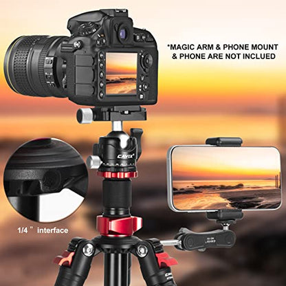 CAVIX 78.7 inch/200cm Aluminum Tripod, 2-in-1 Travel Tripod and Monopod Combo, Foldable 4-Section Lightweight with 360°Ball Head and Quick Release Plate, Load Capacity 22 lbs for DSLR Camcorder - size: Aluminum Alloy(78.7")