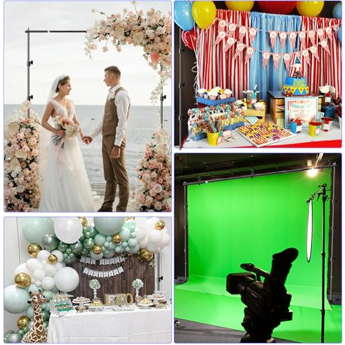 SLOW DOLPHIN Pipe and Drape Photography Backdrop Stand Kit Adjustable Photo Background Stand 10ft x 6ft with Metal Base for Parties Weddings Birthday Party Events Photo booth