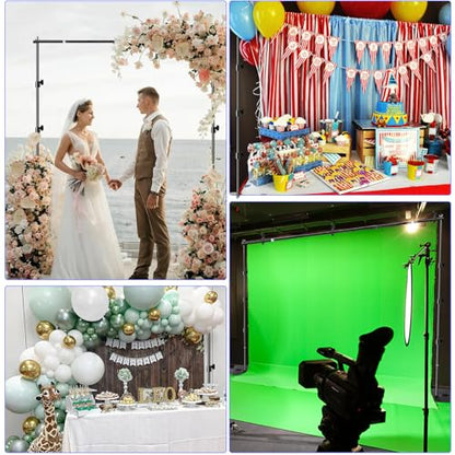 SLOW DOLPHIN Pipe and Drape Photography Backdrop Stand Kit Adjustable Photo Background Stand 10ft x 6ft with Metal Base for Parties Weddings Birthday Party Events Photo booth