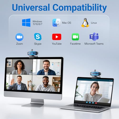 HD 1080P Gaming Webcam with Microphone,Streaming Camera Web Cam with RGB Light,Noise Cancellation, Privacy Cover,Plug and Play,Computer Camera for Desktop/Laptop,Video Calls/Conferencing/Streaming