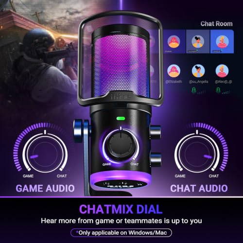 FIFINE USB Streaming Microphone Kit for Gaming, Condenser Mic with RGB, Noise Cancellation, Game/Chat Dial-Plug & Play for PC Twitch/YouTube/Podcast, Includes Boom Arm & Pop Filter-AmpliGame AM6T