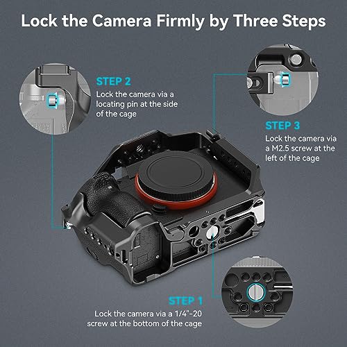 SmallRig A7RIII / A7III / A7M3 Camera Cage for Sony A7RIII / A7III / A7M3 Camera (ILCE-7RM3 / A7R Mark III), w/Shoe Mount, Built-in NATO Rail, Accessible for Sony XLR-K2M/K1M, Black – 2087