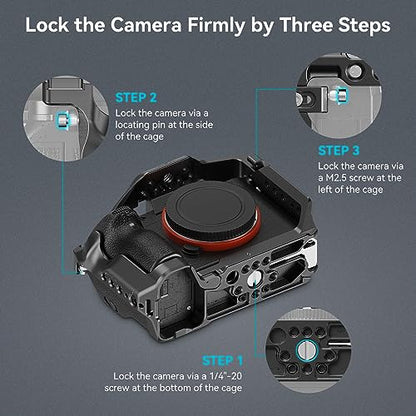 SmallRig A7RIII / A7III / A7M3 Camera Cage for Sony A7RIII / A7III / A7M3 Camera (ILCE-7RM3 / A7R Mark III), w/Shoe Mount, Built-in NATO Rail, Accessible for Sony XLR-K2M/K1M, Black – 2087