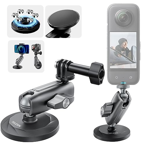 TELESIN 360 Magnetic Mount Magnet Metal Mounts for Go Pro Insta360 X4/X5 Accessory, Quick Release Car Holder Attachment for GoPro Max Hero 13 12 DJI Action 6 5 Pro OSMO 360 Nano Pocket 3 Accessories - color: Magnetic Rotae Mount