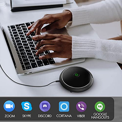 CMTECK Conference USB Microphone, Computer Desktop Mic with Mute Function, Omnidirectional Condenser PC Mic for Video,Streaming, Skype, Plug & Play Compatible with MacOS X Windows (No Speaker) - color: WITHOUT SPEAKER（ dark black）