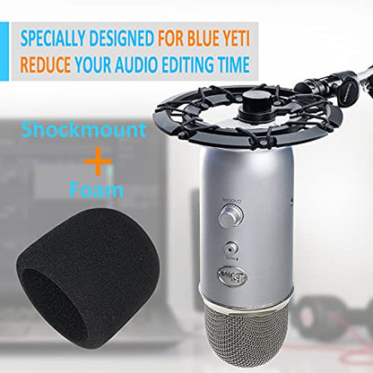 Youshares Blue Yeti Shock Mount with Foam Windscreen, Alloy Shockmount Reduces Vibration, Compatible for Yeti Microphones - color: Shock Mount with Foam Windscreen