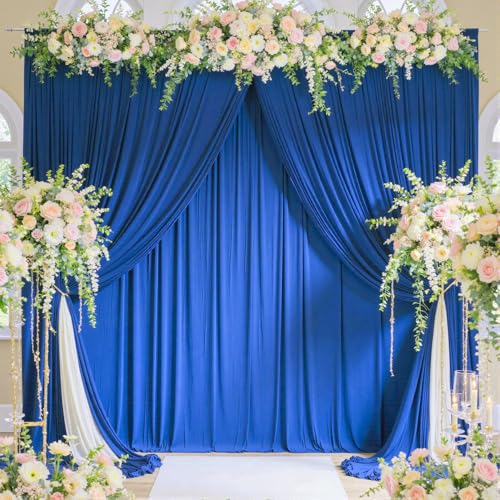 10ftx12ft Wrinkle Free Royal Blue Backdrop Curtain, 2 Panels 12FT Height Royal Blue Wedding Backdrop Drapes, Silky Polyester Back Drop Cloth for Birthday Photography Background Party Backdrop Draping - color: Royal Blue, size: (W)5ft x (H)12ft (2 Panel)