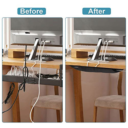 Under Desk Cable Management Net, 36PCS Under Table Cord Management Mesh Organizer Flexible Wire Hiders, Extra Large Capacity Wire Management Kit Under Desk, Fits Most Tables - size: 8 holes