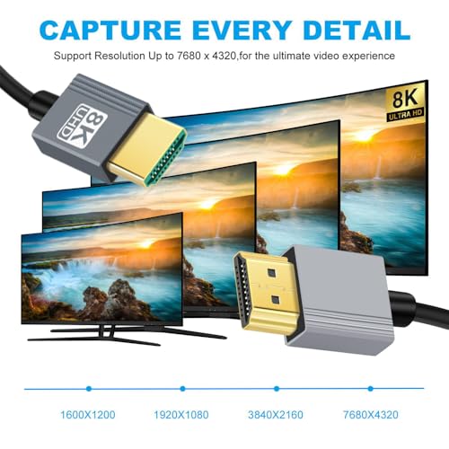 Cable HDMI 2.1 Male to HDMI Male 8K 60hz Stretch Coiled Cable for HDTV Computer Laptop Monitor (100cm) - style: HDMI Straight Type