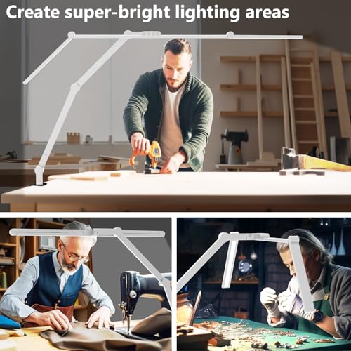EPABINA 36W Ultra Bright Architect Desk Lamp with Clamp, Tall Overhead Rotatable Led Desk Light for Home Office, 47Inch Long Adjustable Monitor Light Bar with Remote for Computer Screen Desktop Table - color: White
