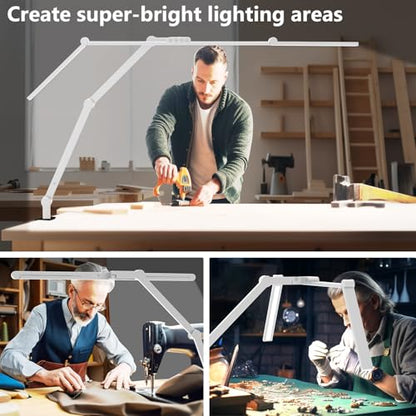 EPABINA 36W Ultra Bright Architect Desk Lamp with Clamp, Tall Overhead Rotatable Led Desk Light for Home Office, 47Inch Long Adjustable Monitor Light Bar with Remote for Computer Screen Desktop Table - color: White