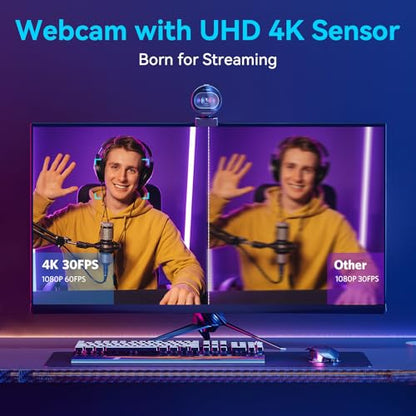 EMEET S600 4K Webcam for Streaming - Sony 1/2.55'' Sensor, PDAF Autofocus, 1080P@60FPS, 2 Noise Reduction Mics, Built-in Privacy Cover, 73° FOV, Streaming Camera for Live Commerce/Gaming/Beauty - style: S600 Sony Sensor PDAF 60FPS