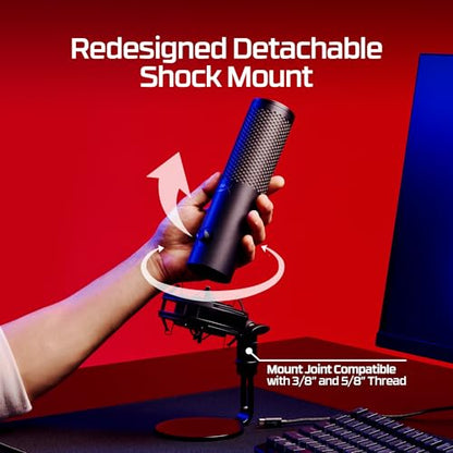 HyperX QuadCast 2 S – USB Microphone, with RGB Lighting, Streaming and Podcasting, with On-Board Controls, LED Lighting, Removable Shock Mount, PC, Mac, USB-C - Black - style: QuadCast 2 S
