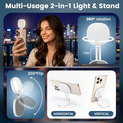SJZXVZ Magnetic Selfie Light, 3-Mode Phone Light Compatible with Phone Magsa for Selfies/Photography/TikTok/Zoom Calls/Video Conference, Long-Lasting & Rechargeable, CRI97 - color: White