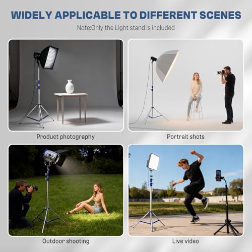 Light Stand Photography 10.5ft/320cm, 2 Pack Heavy Duty Photography Tripod Stand with 1/4” to 3/8” Universal Screw, Adjustable Lighting Stand for Studio LED, Ring Light, Softbox, Monolight, Strobe - size: 2 pack