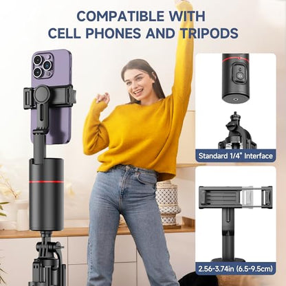 Auto Face Tracking Tripod, No App, Smart Shooting Phone Holder with Remote, 360° Rotation Body Phone Camera Mount with Phone Holder Body Smart Tracking Tripod for Vlog/TIK Tok - color: Black