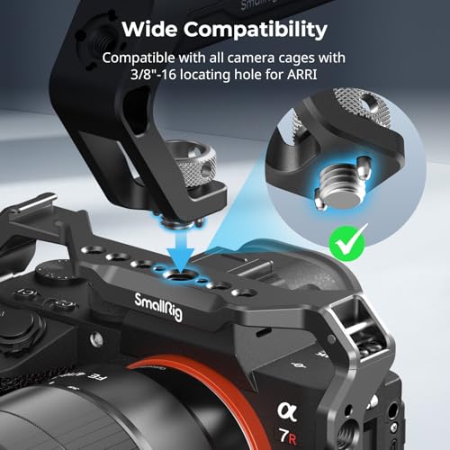 SMALLRIG Lightweight Top Handle with 3/8"-16 Locating Pins for ARRI, Tiny Camera Top Handle Only 113g, High-Strength Engineering Plastic Handle with Two Cold Shoe Mounts - 4757 - style: 3/8"-16 Locating Pins for ARRI