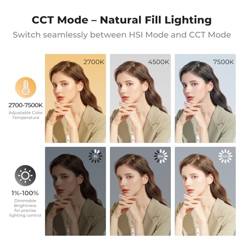 K&F CONCEPT 12W Portable RGB Camera Video Light, 5000mAh CRI95+ 2700-7500K | Rechargeable LED DSLR Lighting 13 Effects with OLED Screen, Cold Shoe, 1/4'' Screw Mount for Content Creator Photography