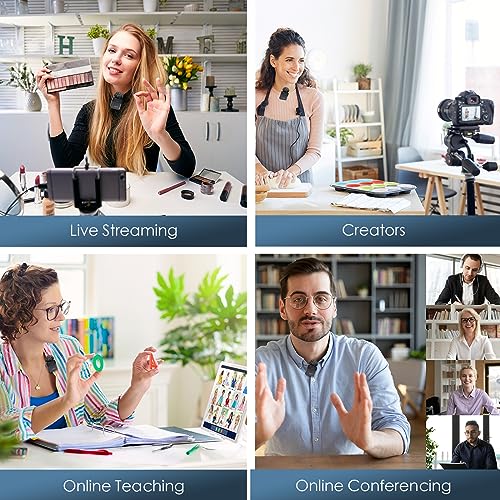 Wireless Lavalier Microphone with Real-Time/Audience Monitoring, Audio Ducking, Accompaniment, Reverb, Mute, Noise Cancellation - Mini Clip-on Lapel Bluetooth Mic for iPhone, iPad, Android Phone, PC