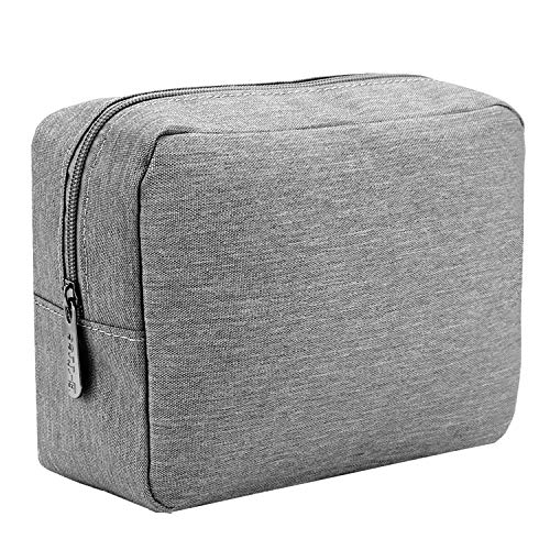 E-Tree Makeup Bag, Big Travel Make up Pouch, Zipper Large Cosmetic Brush Skin Care Case, Toiletry Bags for Traveling Women Man,Tech Electronic Organizer,Small Canvas Storage for Personal Items,Grey - color: Grey, style: 8.2" X 3.1" X 6.3"