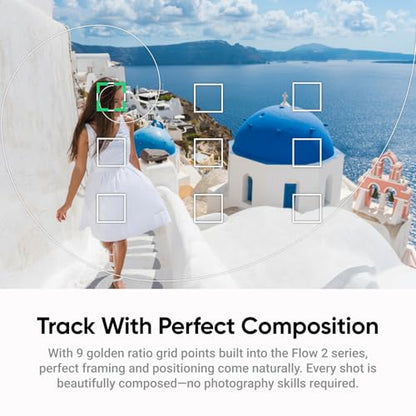 Insta360 Flow 2 Snap & Shoot Bundle White - Foldable AI Phone Gimbal for iPhone/Android, Multi-Person Tracking, Built-in Tripod/Selfie Stick, Remote Control, Travel Phone Stabilizer with Spotlight