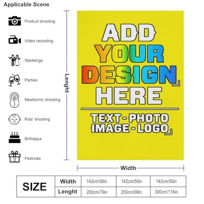 Custom Photography Cloth Design Your Own Photo Logo Text Personalized Backdrops Non-Reflective Photoshoot Background Screen Portrait Studio Photobooth Drops 56 X 79 Inches, Bright Yellow - color: Bright Yellow, size: 56"×79"