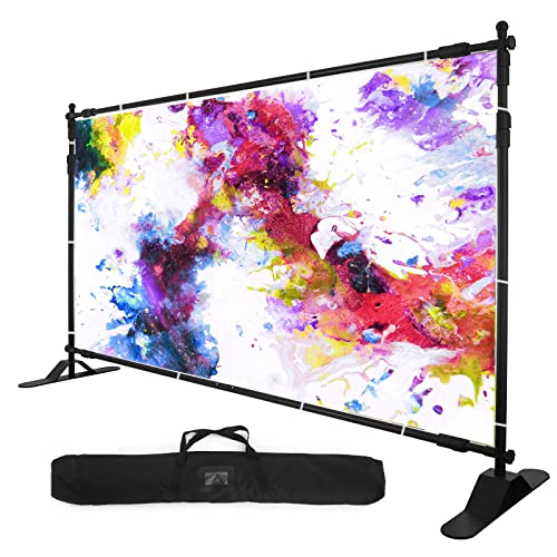10x8 ft Adjustable Backdrop Banner, Large Display Step and Repeat Stand, Portable Backdrop Banner Stand for Parties Wedding Photoshoot Exhibition Background, with Carrying Bag