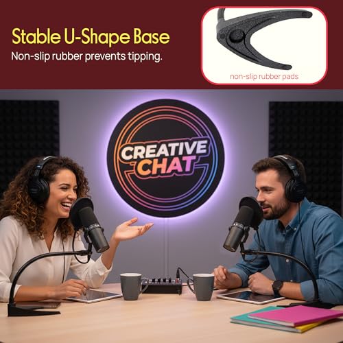 Pyle Desktop Microphone Stand - Universal Tabletop Mic Holder w/ Flexible 8.2'' Inch Gooseneck Mount and Solid U Shape Base - Perfect for Table Desk or Counter - PMKS8 - style: Single Pack