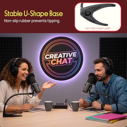 Pyle Desktop Microphone Stand - Universal Tabletop Mic Holder w/ Flexible 8.2'' Inch Gooseneck Mount and Solid U Shape Base - Perfect for Table Desk or Counter - PMKS8 - style: Single Pack