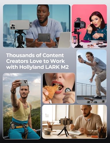 Hollyland Lark M2 Wireless Microphone for iPhone/Camera/Android/PC, 48kHz/24-bit High Fidelity Audio, 300m Range, Noise Cancelling, 40h Use, YouTube, Vlog, Streaming (2TX + 3RX + Charging Case) | 48khz/24-Bit Hi-Fi, 300m Los, Enc Noise Cancellation, 10h T