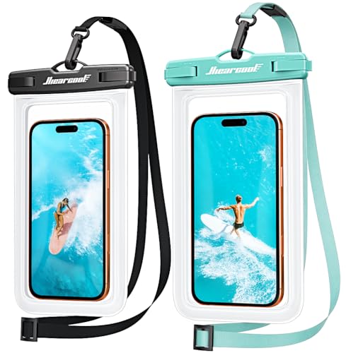 Hiearcool Waterproof Phone Pouch 2 Pack, IPX8 Dry Bag with Lanyard, Touch Screen Compatible for iPhone 17/16/15/14/13 Pro Max, Beach Swimming Cruise Travel-Clear & Mint Green - color: Clear & Mint Green