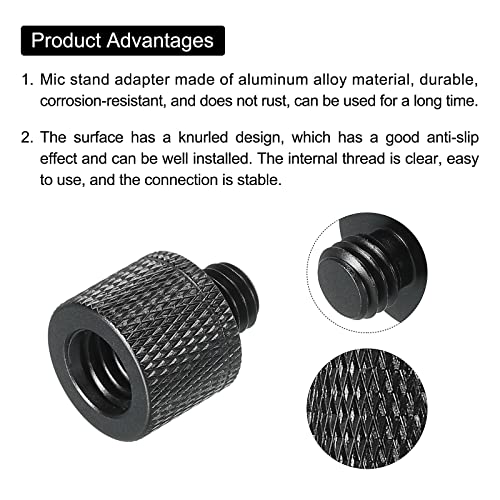 MECCANIXITY Mic Stand Adapter 3/8 Female x M8 Male Camera Screw Thread Adapter for Microphone Tripod Stand Black 2 Pack - size: M8