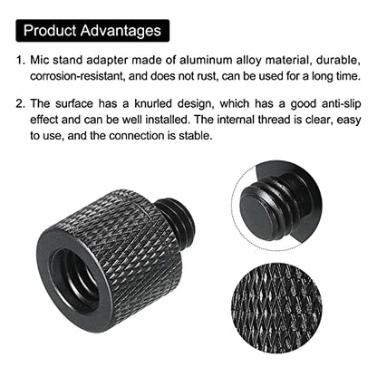 MECCANIXITY Mic Stand Adapter 3/8 Female x M8 Male Camera Screw Thread Adapter for Microphone Tripod Stand Black 2 Pack - size: M8