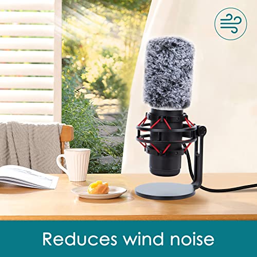 YOUSHARES Mic Cover Kit for HyperX QuadCast/QuadCast S – Foam & Furry Windscreen Set for Noise Reduction, Dust Protection, Studio & Streaming - color: Furry*1+Foam*1（compatible with HyperX QuadCast S）