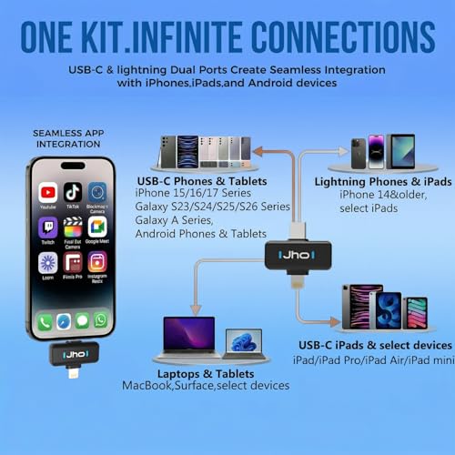 JHO Mini Microphone for iPhone & Android,16H Battery, Noise Cancelling Lavalier Microphone, Clip On Lapel Mic Pro for Content Creators Vlogging/YouTube/Tiktok/Streaming/Interview/Video Recording