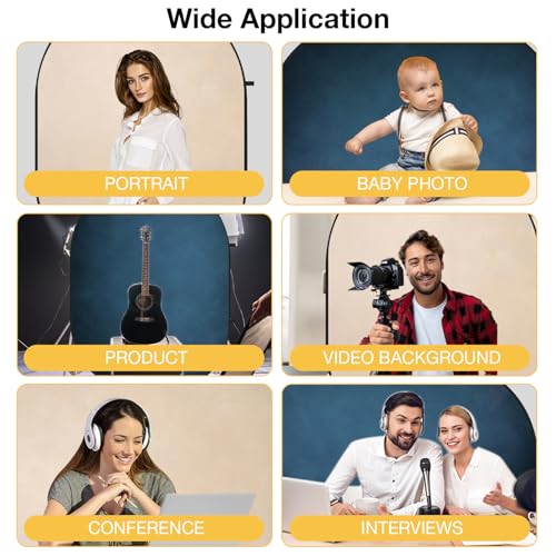 Kate Collapsible Backdrop Blue&Beige Pop Up Portable Backdrop 2-in-1 Panel Background for Photography, Parties, Portrait, Video, Podcast, 5x6.5ft