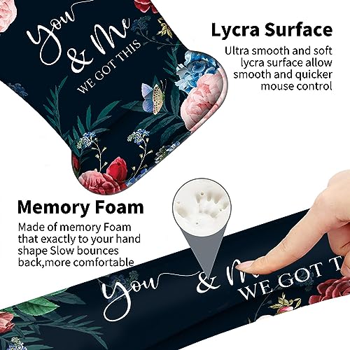Keyboard Wrist Support + Wrist Mousepad + Coaster Combination, Non-Slip PU Base, with Gel Memory Mousepad, Suitable for Gaming, Office Pain Relief Mousepad Set - Bible Flower - color: Bible Flower