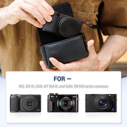 Small Camera Case for Ricoh GR IV GR III SONY RX100 VII SX740 KODAK FZ55 | without Strap,Premium Microfiber Leather, Small Camera Pouch, for CANON SX740 G7XMIII KODAK FZ45 FZ55 H35N LUMIX ZS99 ZS300 - color: PU Digital camera case Black