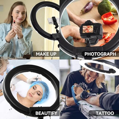 Ring Light Kit 18" 55W 5500k dimmable LED Light, 70inch Foldable Stand, Phone Clip, Short Video, Studio Video Photography Lighting, Spot Lights，Selfie and Live Streaming,You Tube,TikTok
