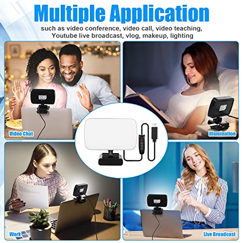 Yahenda 2 Pack Video Conference Lighting Panel Soft Light for Computer with Clip Webcam Light with 3 Modes Laptop Light for Online Meeting Live Streaming Video Call Classroom Selfie