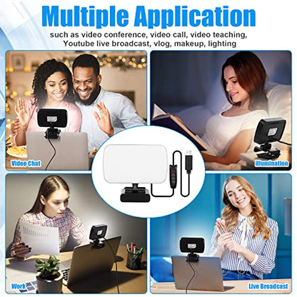 Yahenda 2 Pack Video Conference Lighting Panel Soft Light for Computer with Clip Webcam Light with 3 Modes Laptop Light for Online Meeting Live Streaming Video Call Classroom Selfie