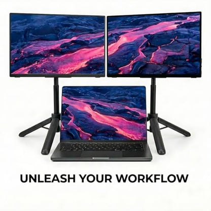 Portable Travel Monitor Stand, Height Adjustable Magnetic Metal Tripod Mount for 15.6'' Portable Monitor, Foldable Vertical Screen Holder Fits 4.7-18.5'' Monitors & Tablets/Smartphones