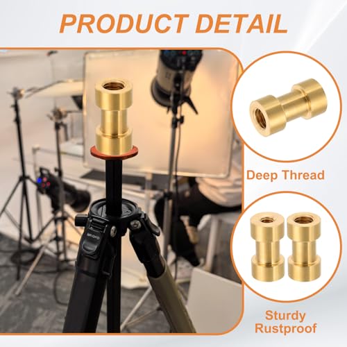 PATIKIL Camera Spigot Screws Converter 1/4" to 3/8" Female to Female, 3 Pack Tripod Screw Adapter Spigot Stud for Light Stand Hot Shoe Cold Shoe Adapter Ball Head Flash, Yellow