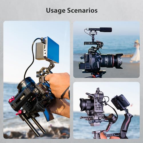 Camera Monitor Mount with 1/4″ Screw, Aluminum Field Monitor Mount for Video Light Microphone Cage, Field Monitor Holder 360° Swivel & 180° Tilt Damping 11lb Load Capacity (63144) - style: Without Knob - 1/4″ Screw Base